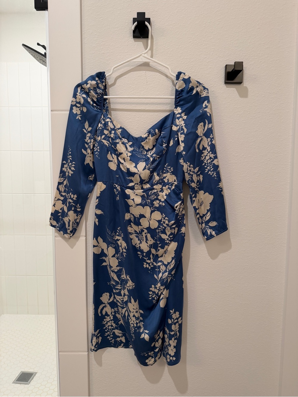 Reformation Gloriana Blue Floral Silk Dress Size 0 HEMMED